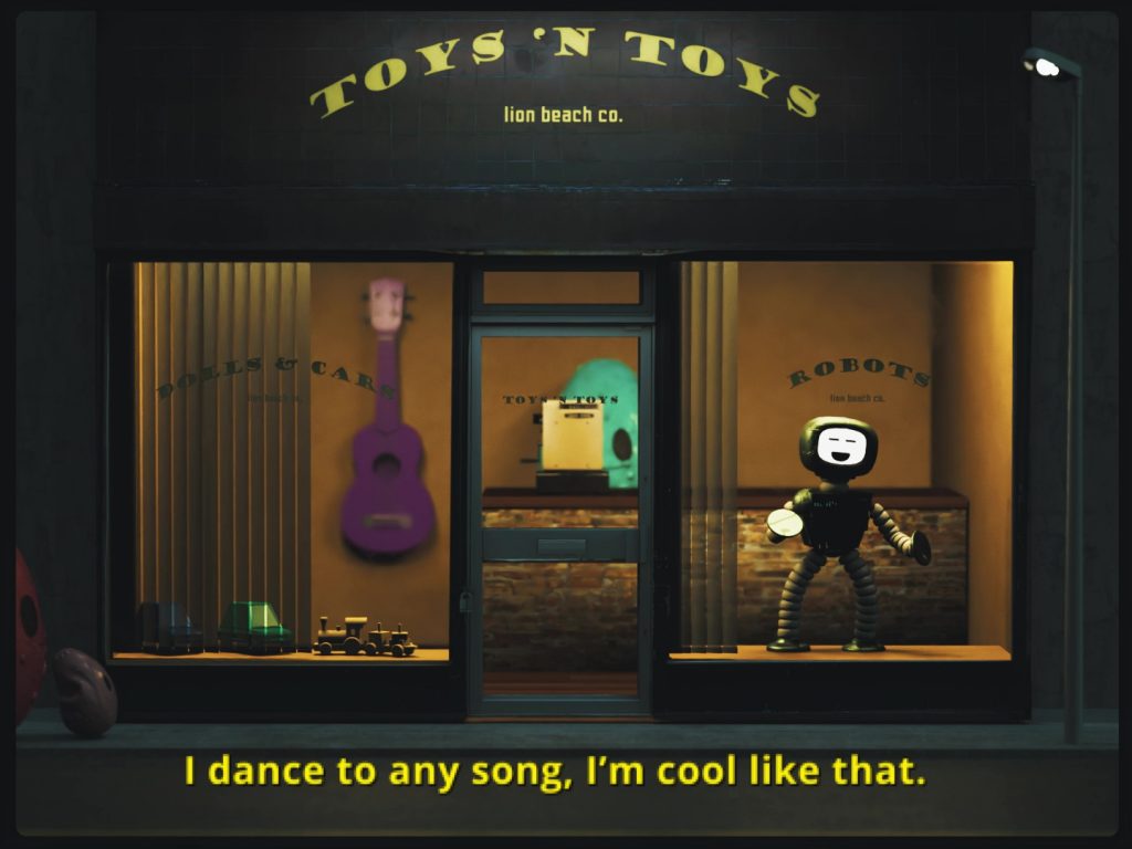 robot dancing in am i alright now music video by lion beach